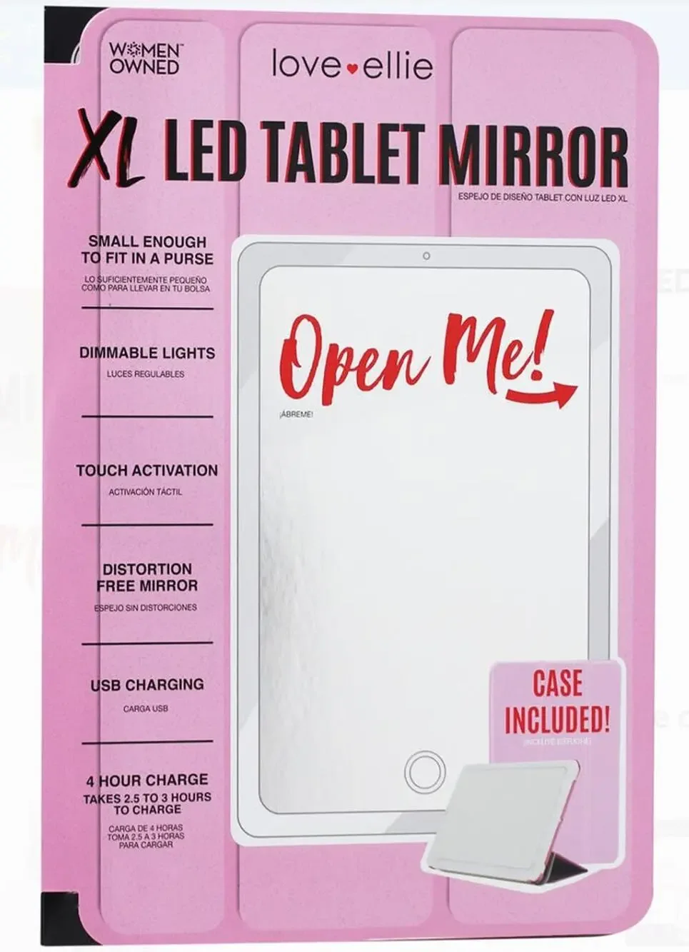 Onyx LED Mirror Love Ellie XL Tablet Touch Screen w/Case/Stand USB Charge NEW!